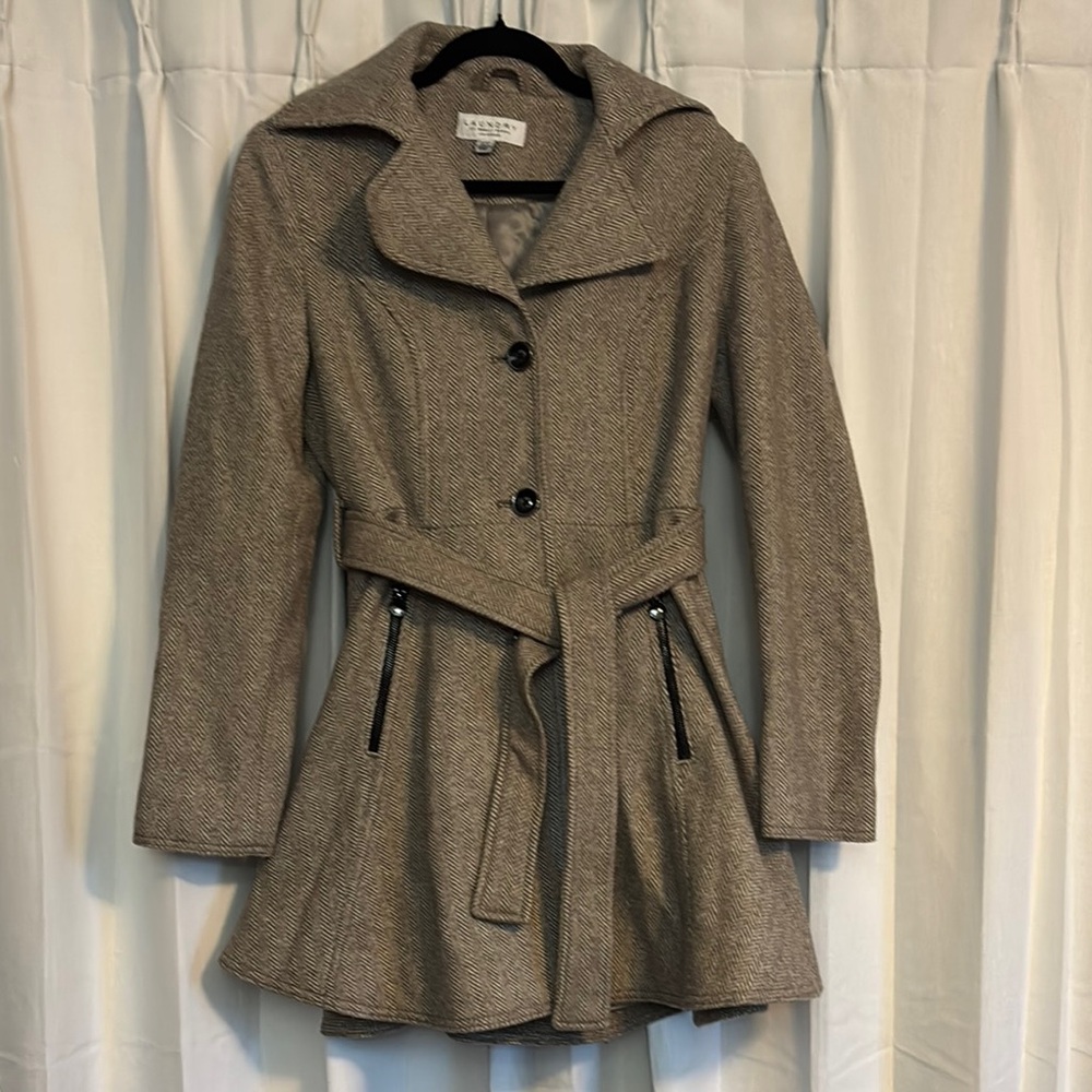 Laundry By Shelli Segal Gray Belted Trench Coat